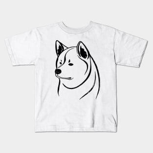 Akita Inu (Black and White) Kids T-Shirt